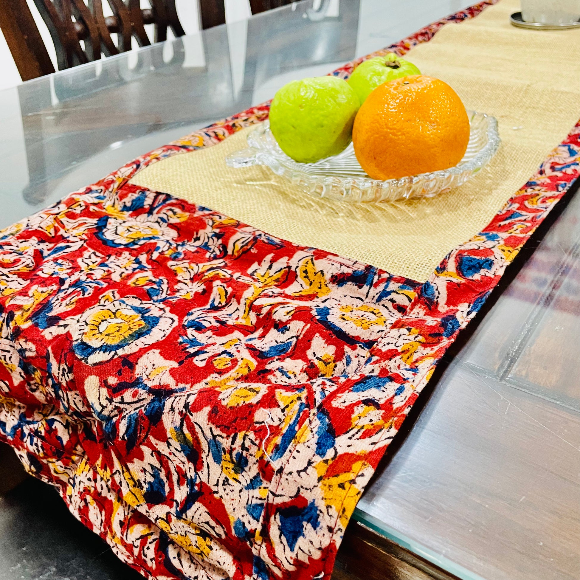 Jute Handloom Table Runner With Red Border