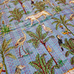 Light Blue And Grey Kantha Work Animal Print Bedcover