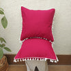 Maroon Colour Plain Pure Cotton Cushion Cover With White Lace