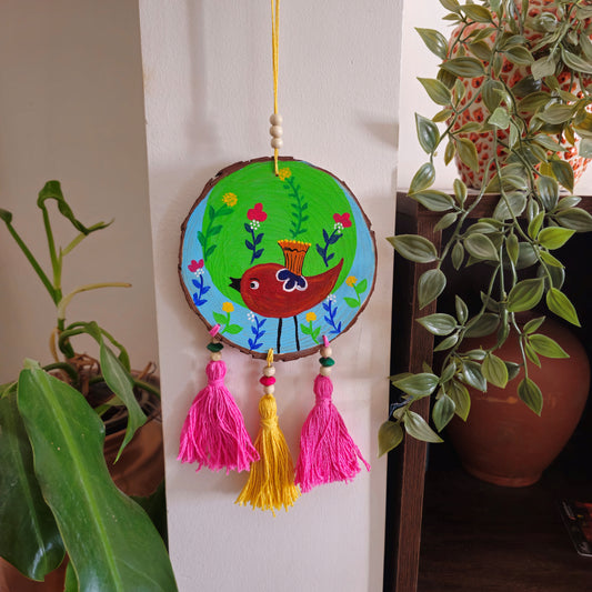 Multicolour Wooden Wall Decor With Tassels