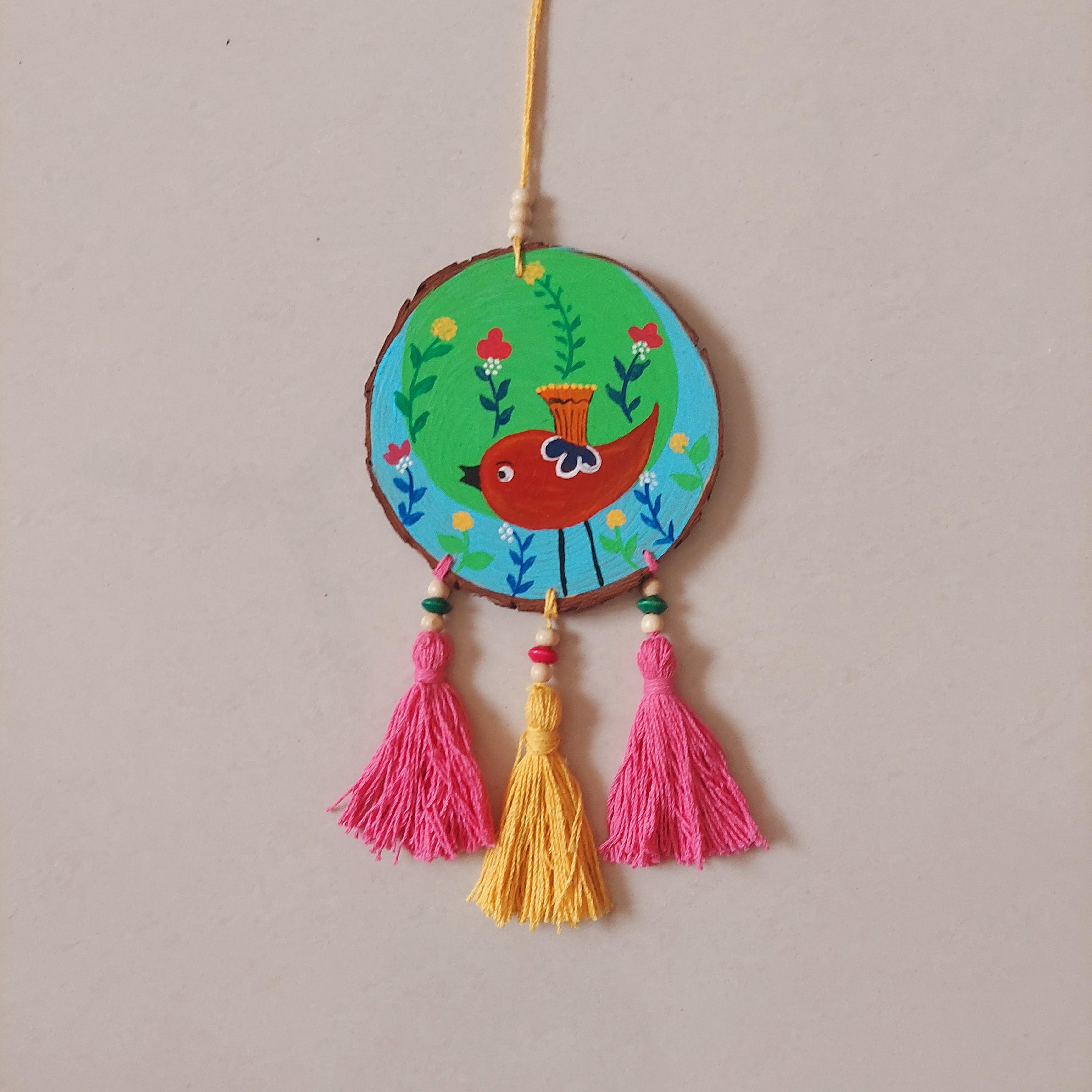 Multicolour Wooden Wall Decor With Tassels