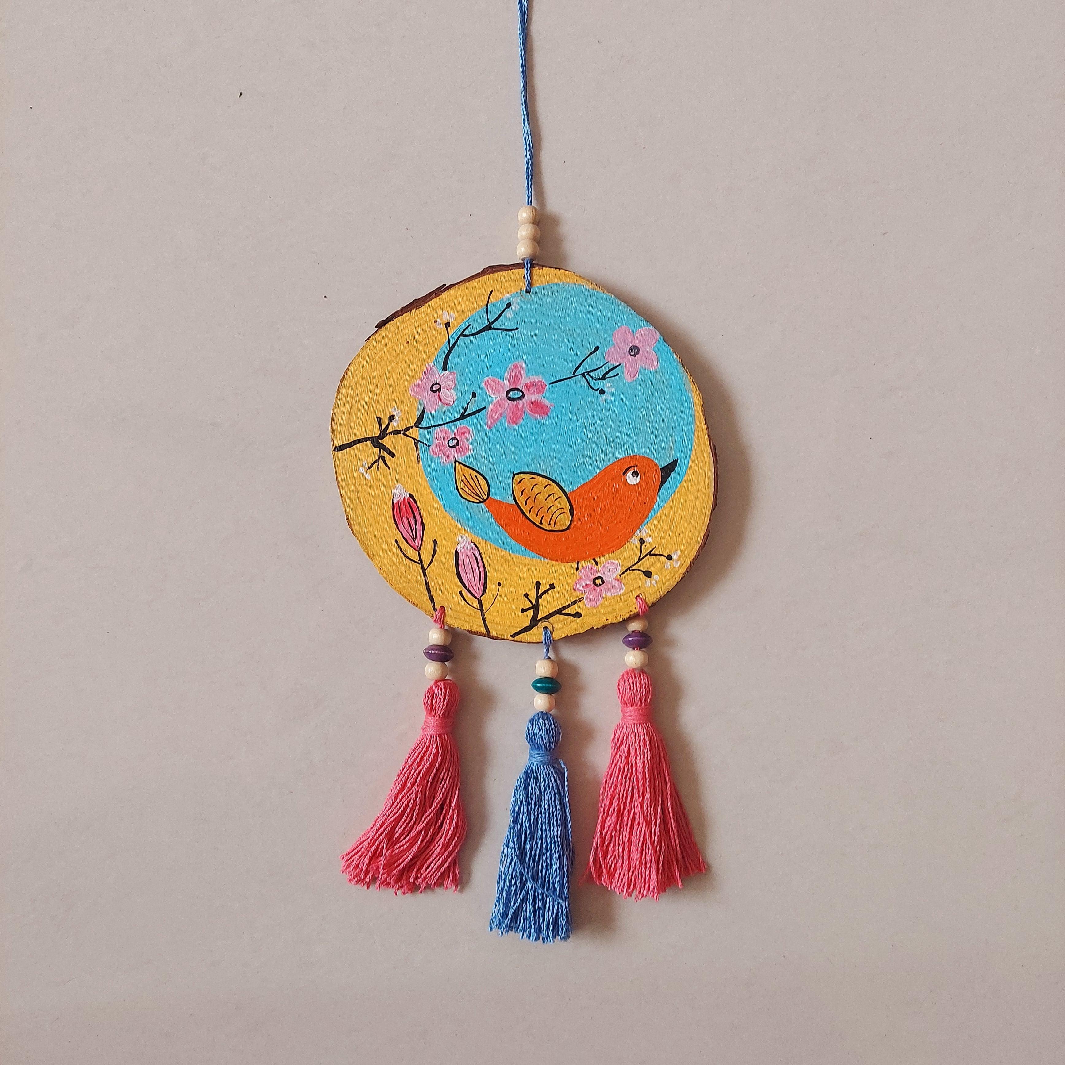 Multicolour Wooden Wall Decor With Tassels