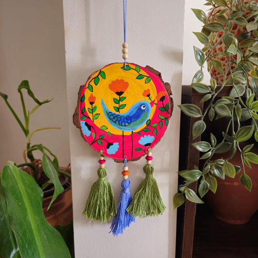 Multicolour Wooden Wall Decor With Tassels