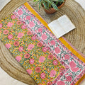 Mustard Yellow Floral Print Reversible Mul Cotton Dohar
