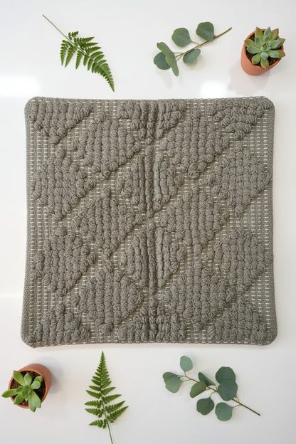 Olive Green Hand-Tufted Cushion Cover