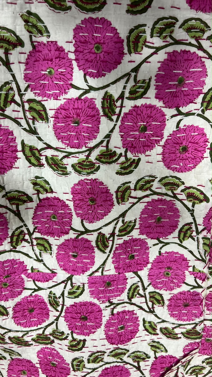 Handmade Kantha Quilt | Purple Floral Motif Cotton Reversible Bedcover