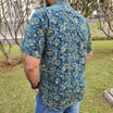 Peacock Blue Dabu Print Unisex Cotton Shirt