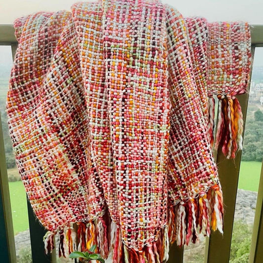 Pink And Orange Acrylic Sofa Throw