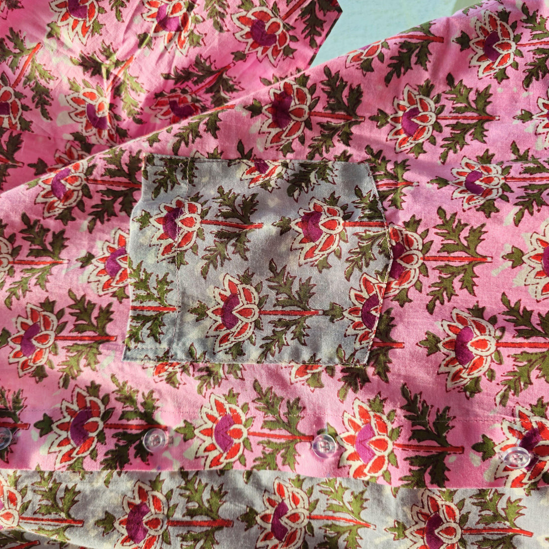 Pink And Grey Floral Half Half Pattern Men Shirt | Handcrafted ...