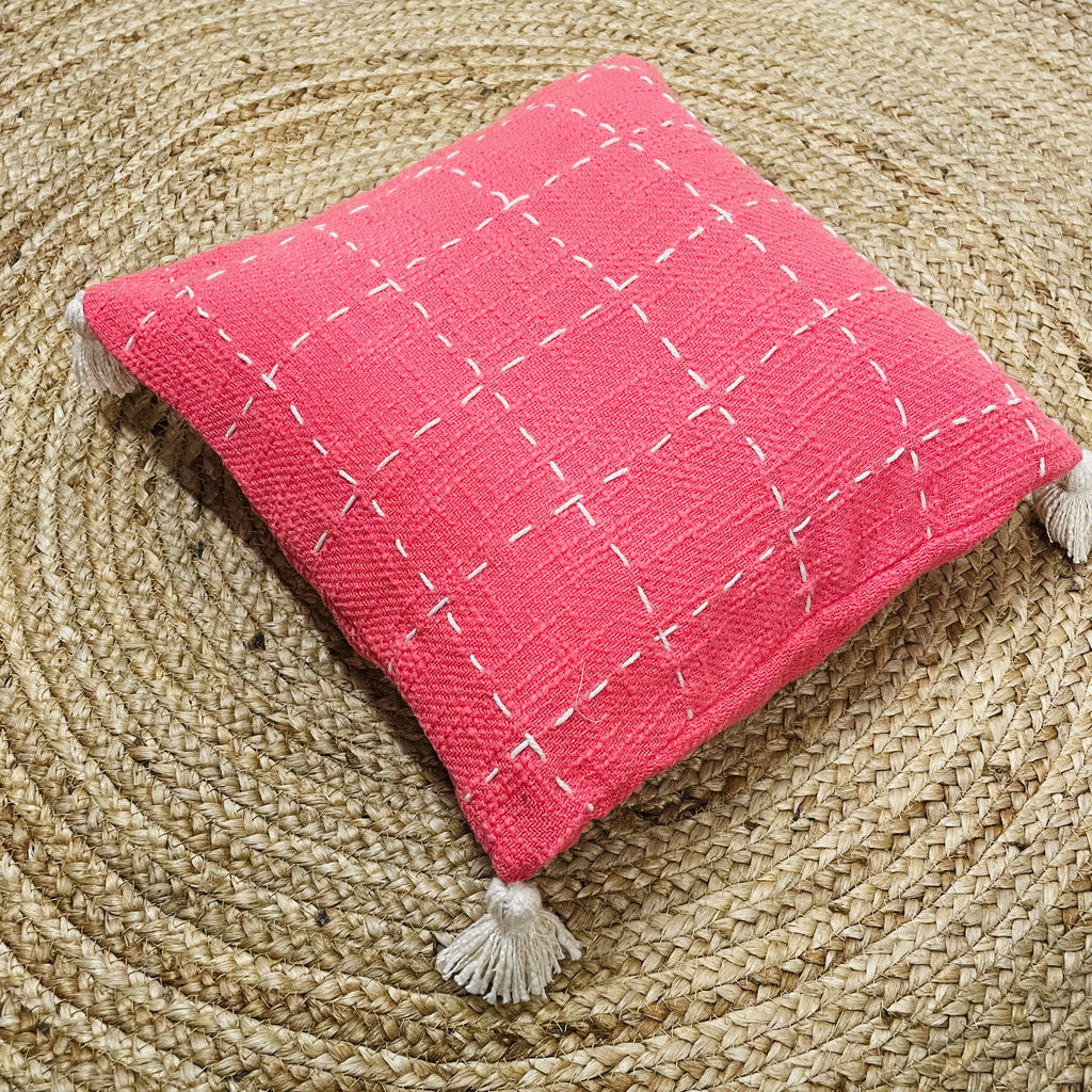 Pink Slub Cotton Cushion Cover 