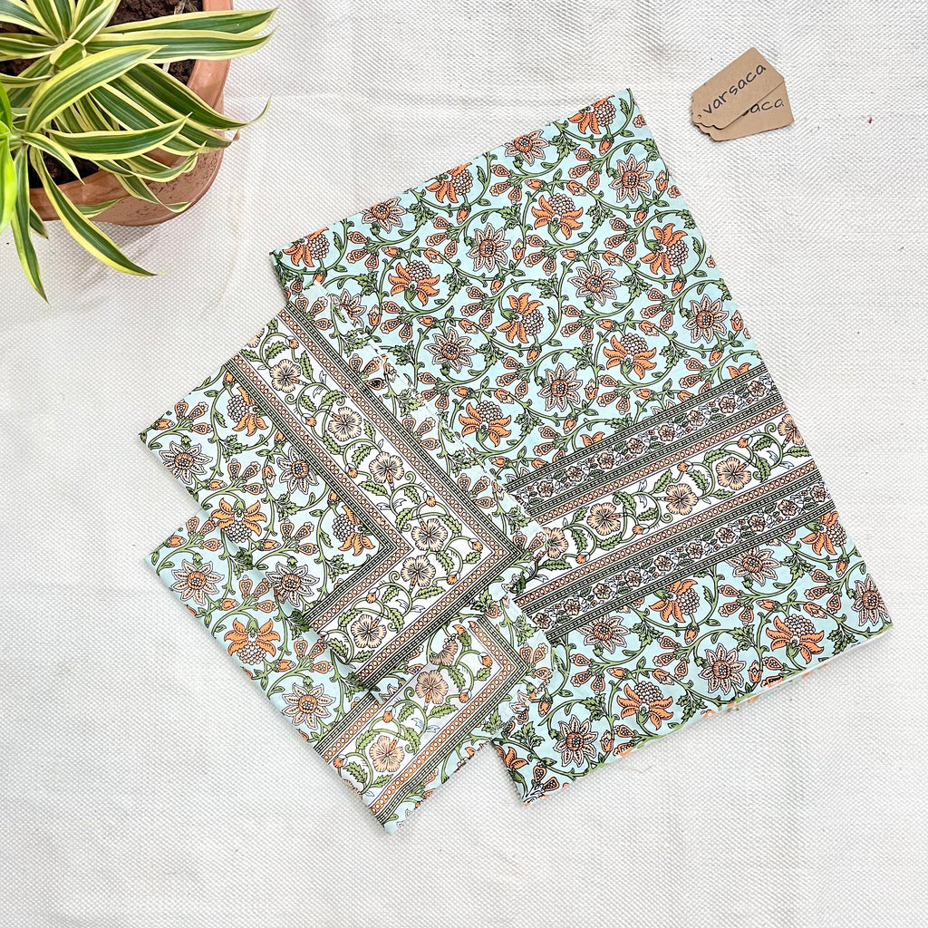 Pure Cotton White And Beige Floral  King Size Bed Sheet