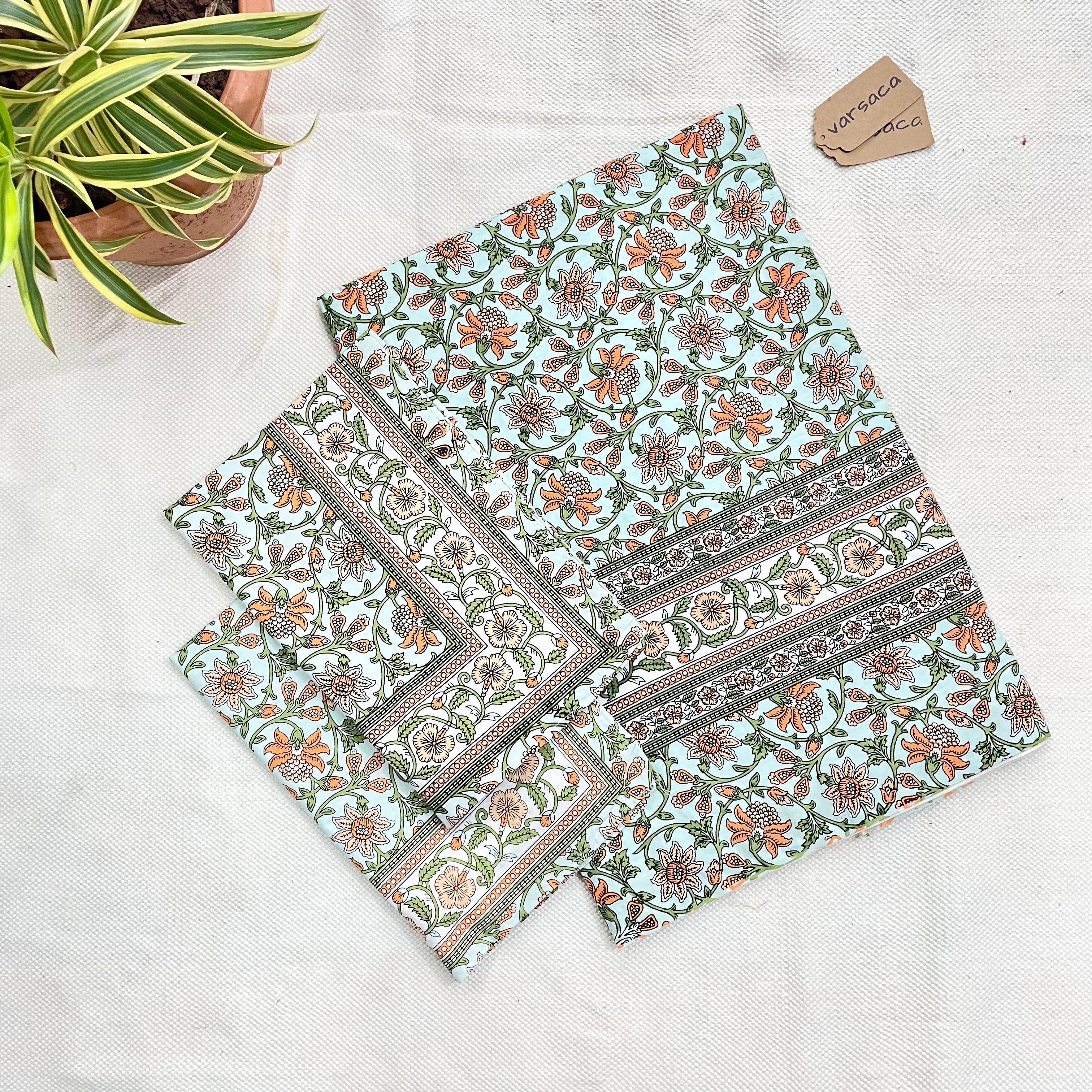 Pure Cotton White And Beige Floral  King Size Bed Sheet