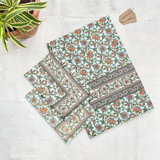 Pure Cotton White And Beige Floral  King Size Bed Sheet