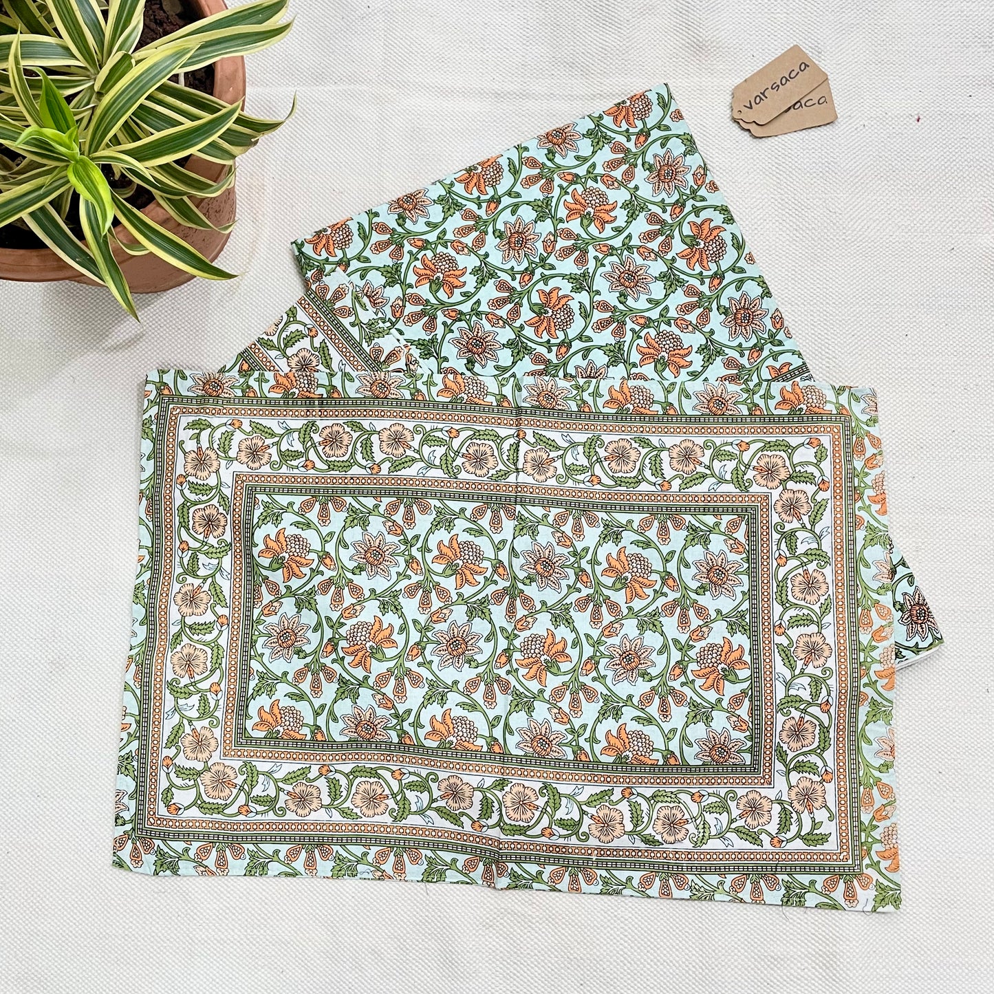 Pure Cotton White And Beige Floral  King Size Bed Sheet|image2|image3