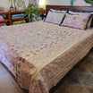 Pure Cotton White Multi Colour Bed Sheet With Blue Border
