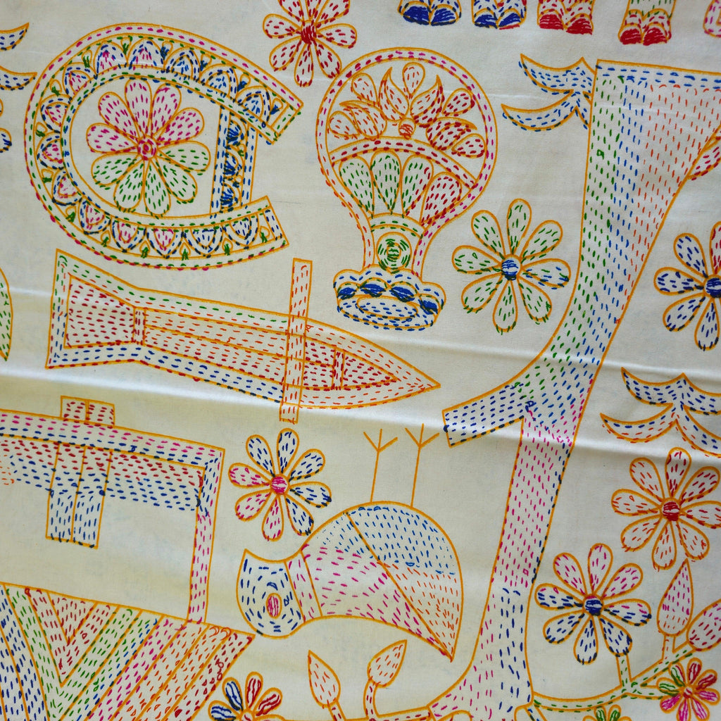 Pure Cotton White Multi Colour Bed Sheet With Brown Border
