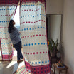 Purple And Sky Blue Assamese Handloom Sheer Curtains