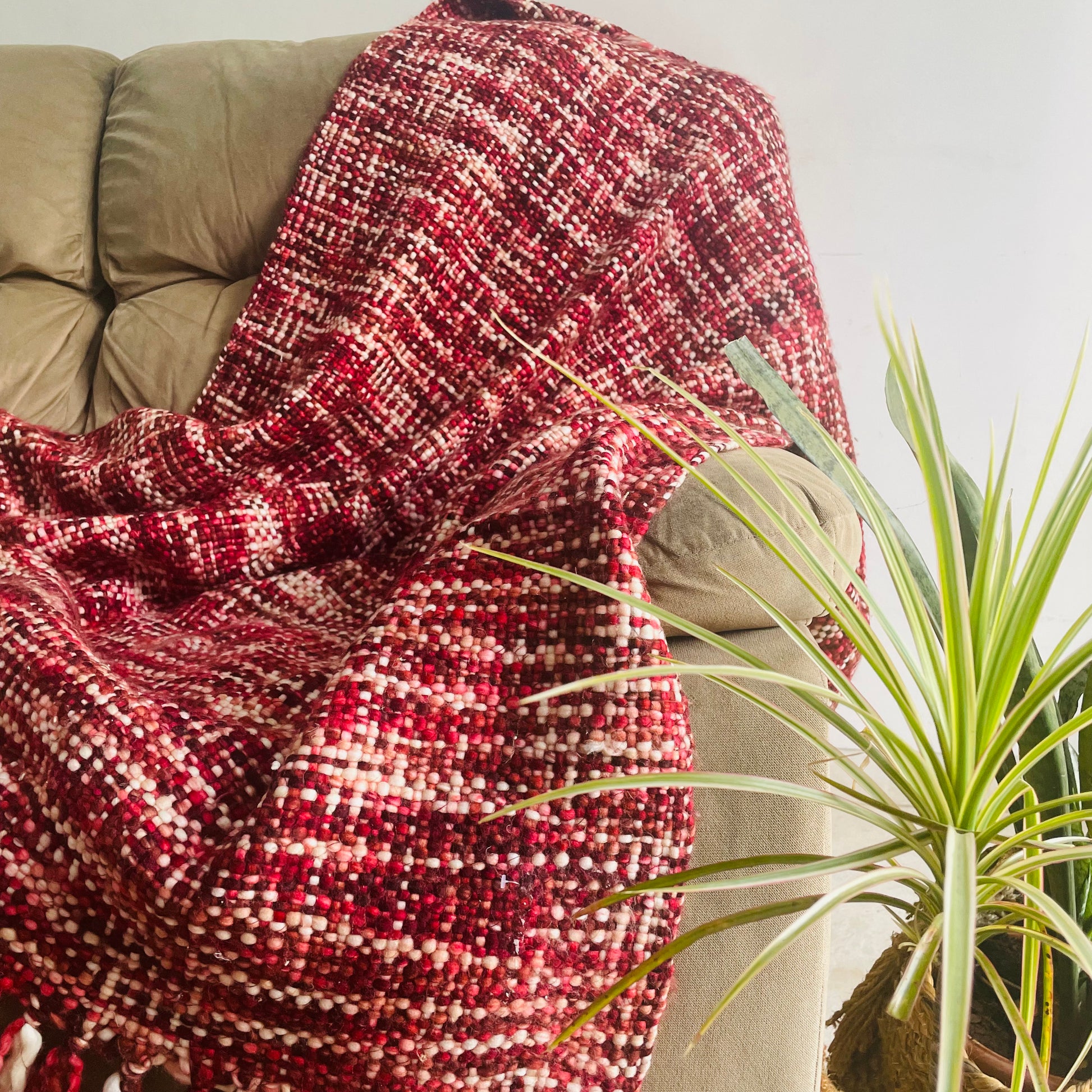 Red Acrylic Sofa Throw