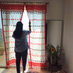Red And Black Assamese Handloom Sheer Curtains