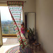 Red And Green Assamese Handloom Sheer Curtain