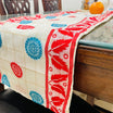 Red And Sky Blue Assamese Handloom Silk Table Runner