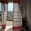 Red And Black Assamese Handloom Sheer Curtains