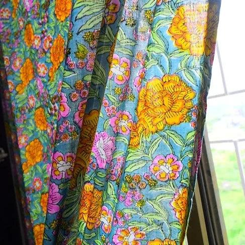 Sheer Floral Curtain With Colourful Motifs