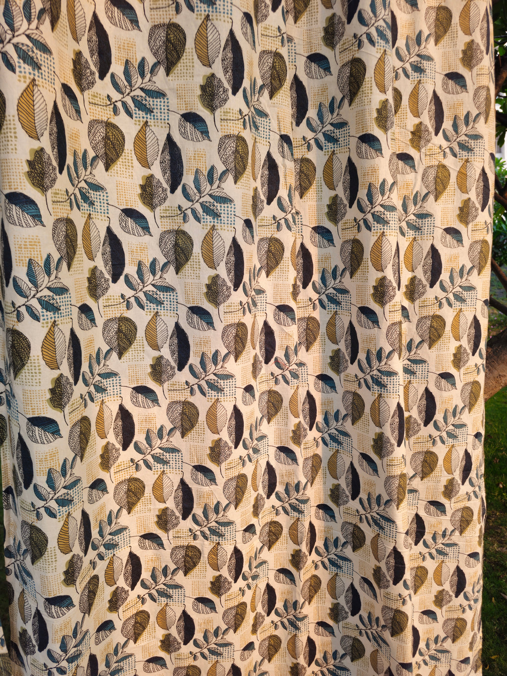 Textile with leaf pattern on a natural background