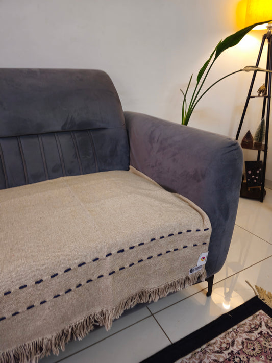 Soft Beige Jute Cotton Sofa Cover