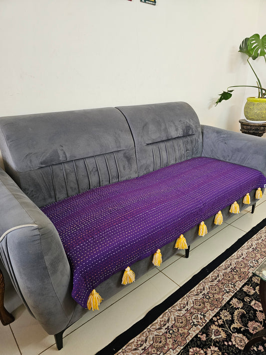 Solid Purple Kantha Sofa Cover