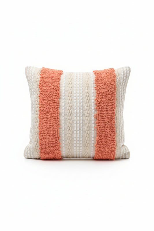 Textured pink and beige cushion cover