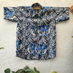 Tiger Print Blue And Black Unisex Cotton Shirt