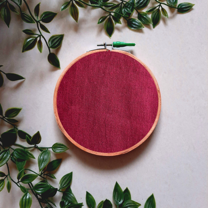 Solid Magenta Cotton Embroidery Hoop Wall Decor | Upcycled Fabric | Versatile Design