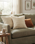 Boho Off-White Dotted Line Cotton Throw Pillow Cover | Minimalist Textured Cushion