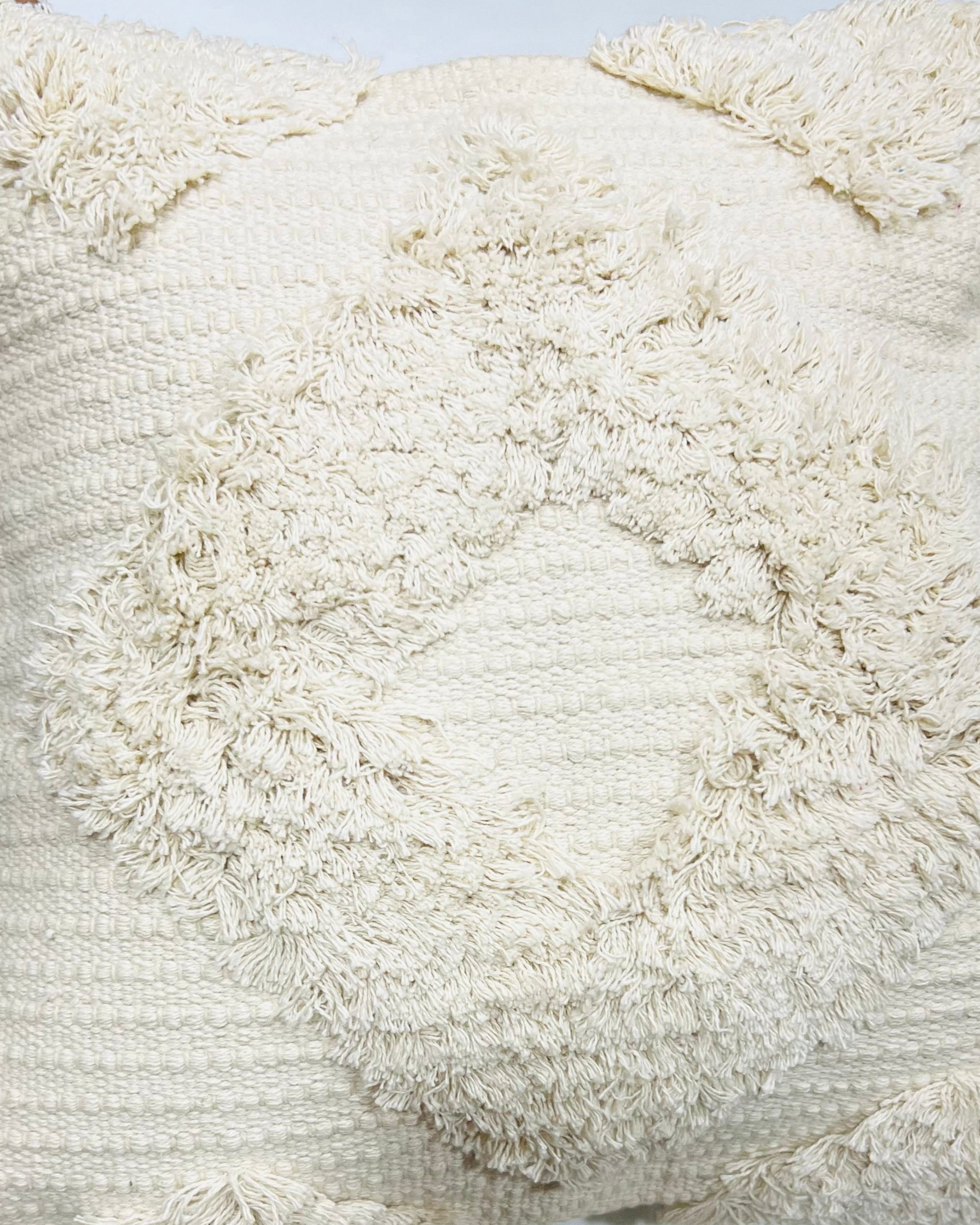 Vasaca Boho Off-White Tufted Cotton Throw Pillow Cover | Textured Geometric Cushion