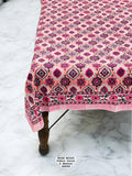 Pink Hand Block Printed Cotton Table Cover – Intricate Floral Motifs