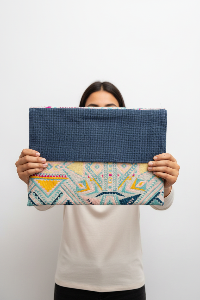 Pastel Tribal Woven Laptop Sleeve | Handcrafted Geometric Padded Laptop Cover