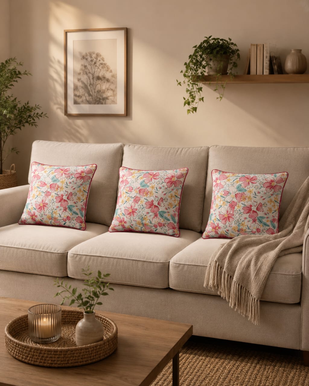 Pure Cotton Kantha Embroidered Floral Cushion Cover