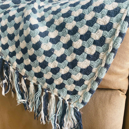 White And Blue Sofa Throw