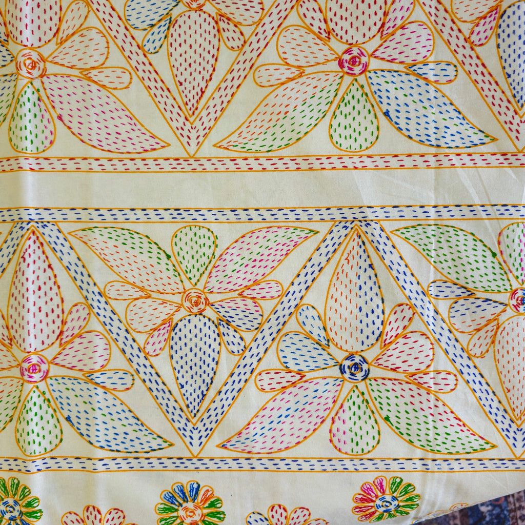 Pure Cotton White Multi Colour Bed Sheet With Brown Border