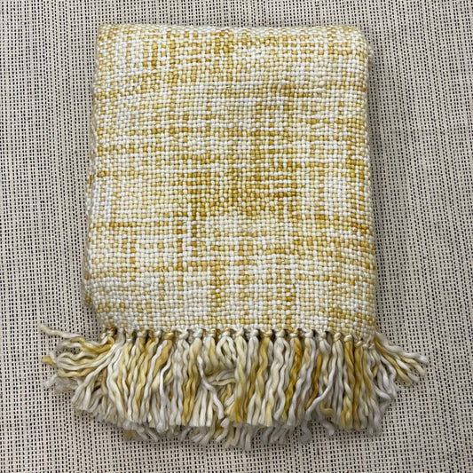 Yellow and Off-White Acrylic Sofa Throw with Tassels | Handwoven Decorative Blanket
Regular pr