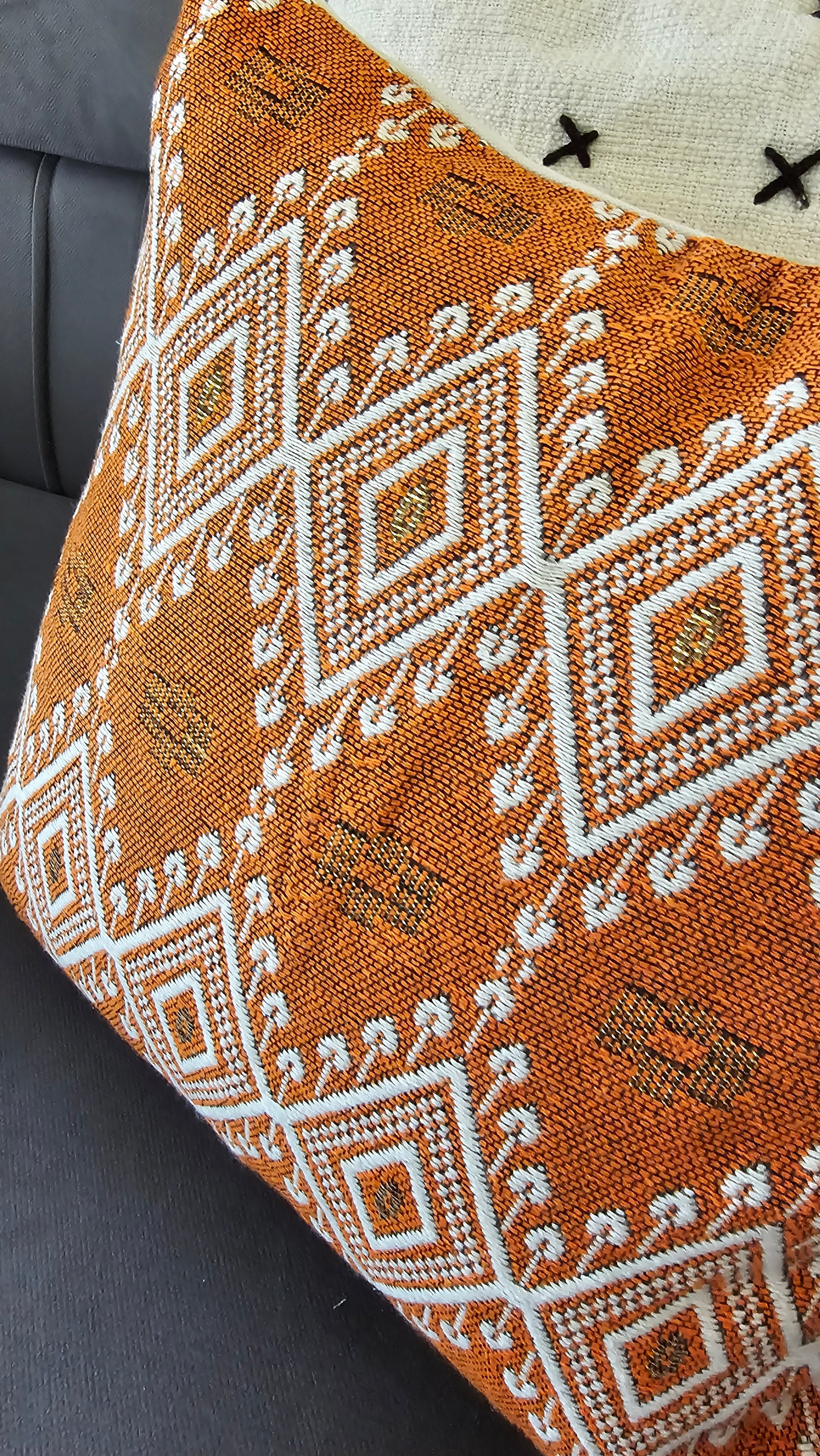 artisan cotton cushion with shimmer
