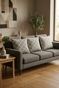 Cotton Canvas Cushion Cover | Off-White & Black Geometric Diamond Pattern