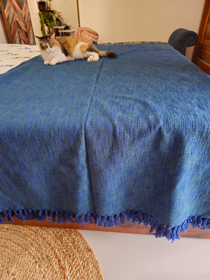 blue handloom textured throw