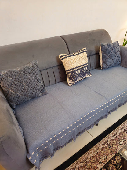 blue jute cotton sofa cover