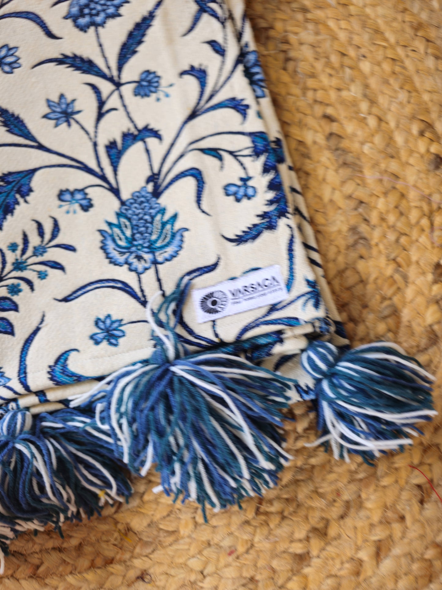 blue white handloom throw