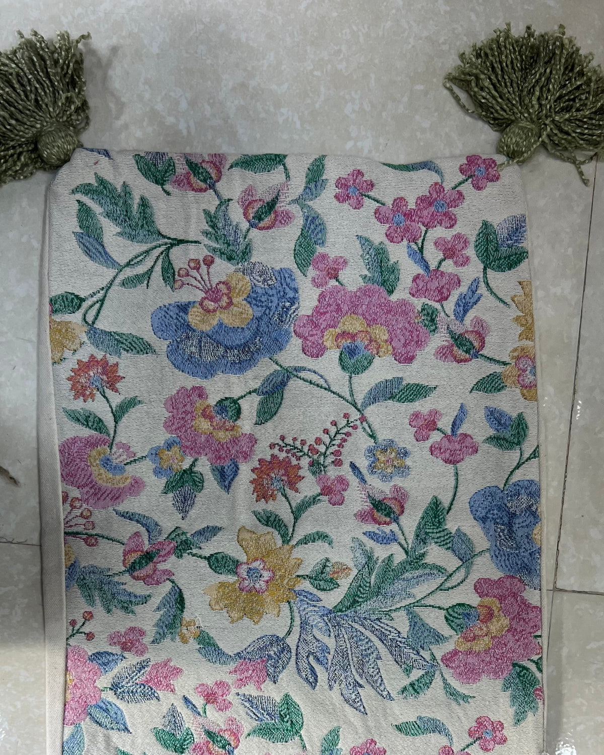Boho Floral Cotton Cushion Cover | Tasseled Botanical Pillow Case