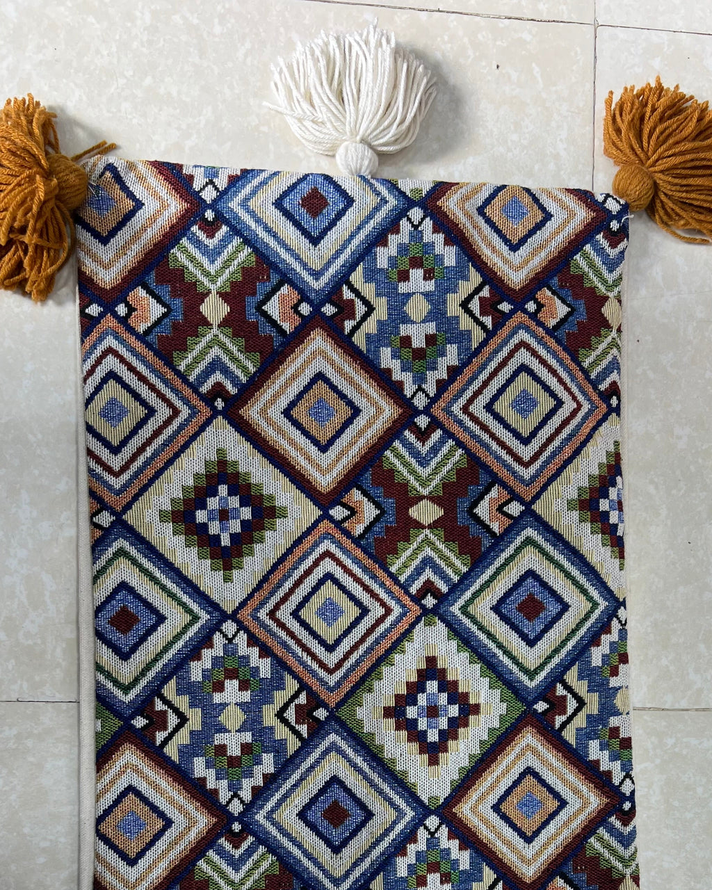 Boho Geometric Diamond Cotton Cushion Cover | Tasseled Pillow Case