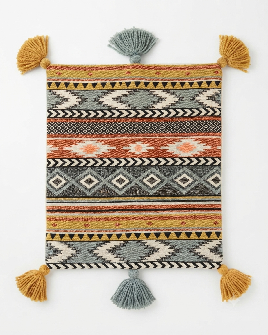 Boho Tribal Cotton Cushion Cover | Tasseled Geometric Pillow Case