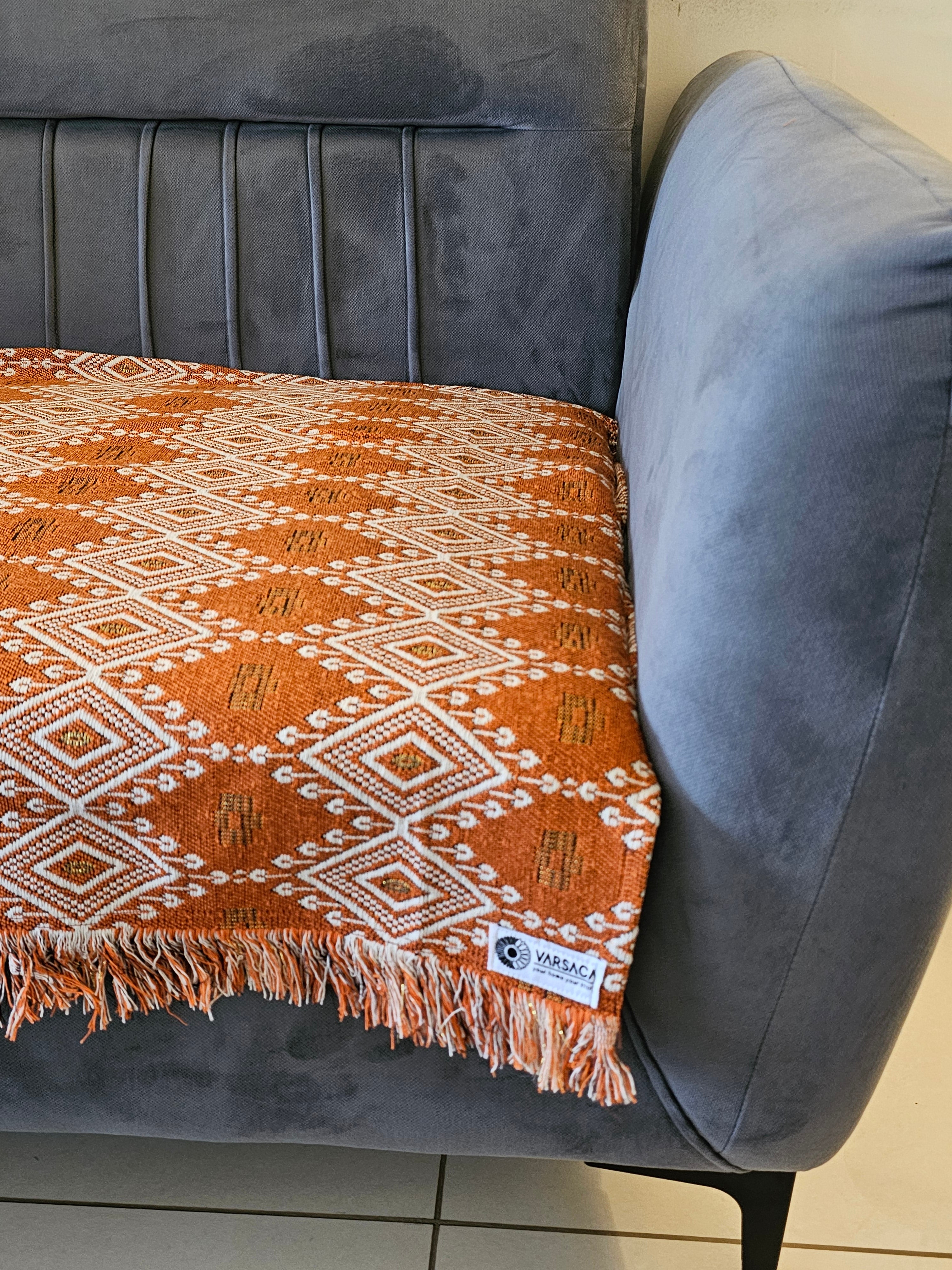 ethnic handloom cotton sofa throw
